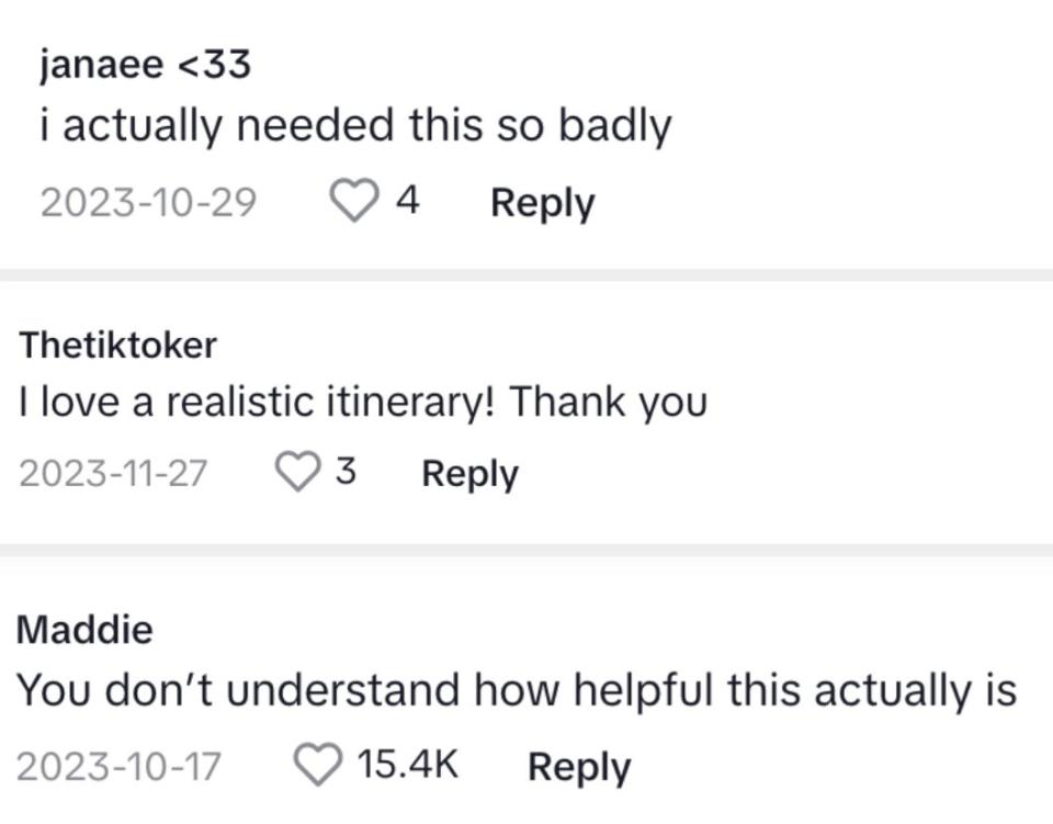 Screenshot of TikTok comments