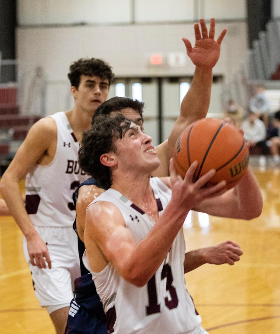 Red Bank's Nick Valentino (No. 13). Lacey Boys Basketball vs Red Bank in Albert E. Martin But Holiday Classic in Red Bank, NJ on December 28, 2021.