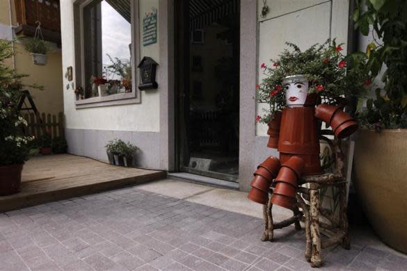 A decoration is seen at the replica of Austria's UNESCO heritage site, Hallstatt village, in China's southern city of Huizhou, in Guangdong province, June 1, 2012.