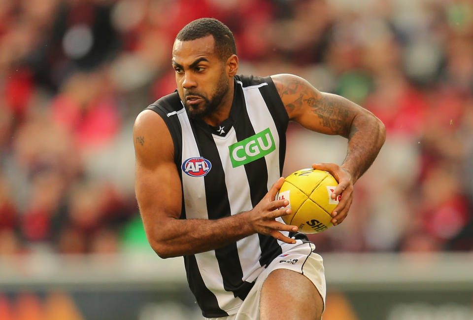 Heritier Lumumba, pictured here in action for Collingwood in 2014.