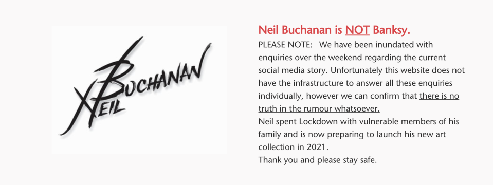 The Banksy statement on Neil Buchanan's website.