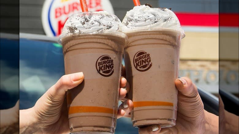 two Burger King milkshakes