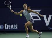 Tennis - Kremlin Cup - Women's singles - Final - Moscow, Russia - October 21, 2017 Daria Kasatkina of Russia in action against Julia Goerges of Germany. REUTERS/Tatyana Makeyeva