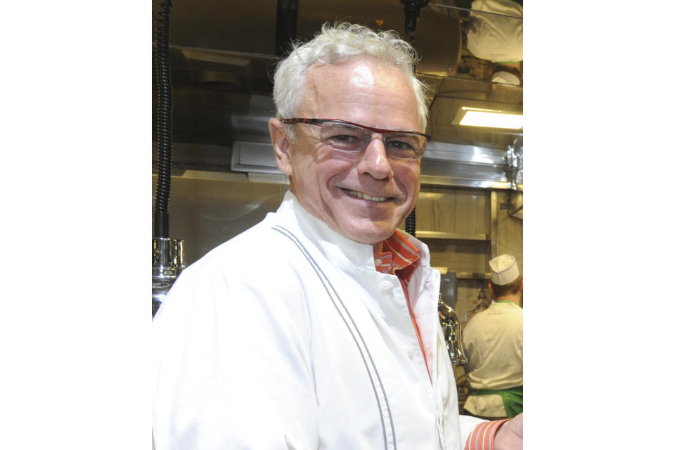 Chef David Bouley appears at a promotional event for 2014 Georges Duboeuf Beaujolais Nouveau at Bouley in New York on Nov. 19, 2014. (Photo by Diane Bondareff/Invision for Les Vins Georges Duboeuf via AP)