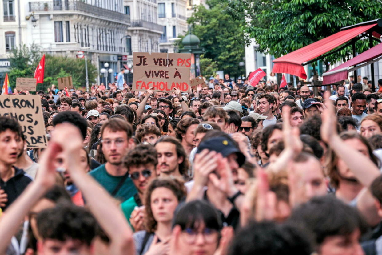 Des milliers de Lyonnais ont manifesté contre l'extrême droite (photo du 10 juin 2024).  - Credit:KONRAD K./SIPA 