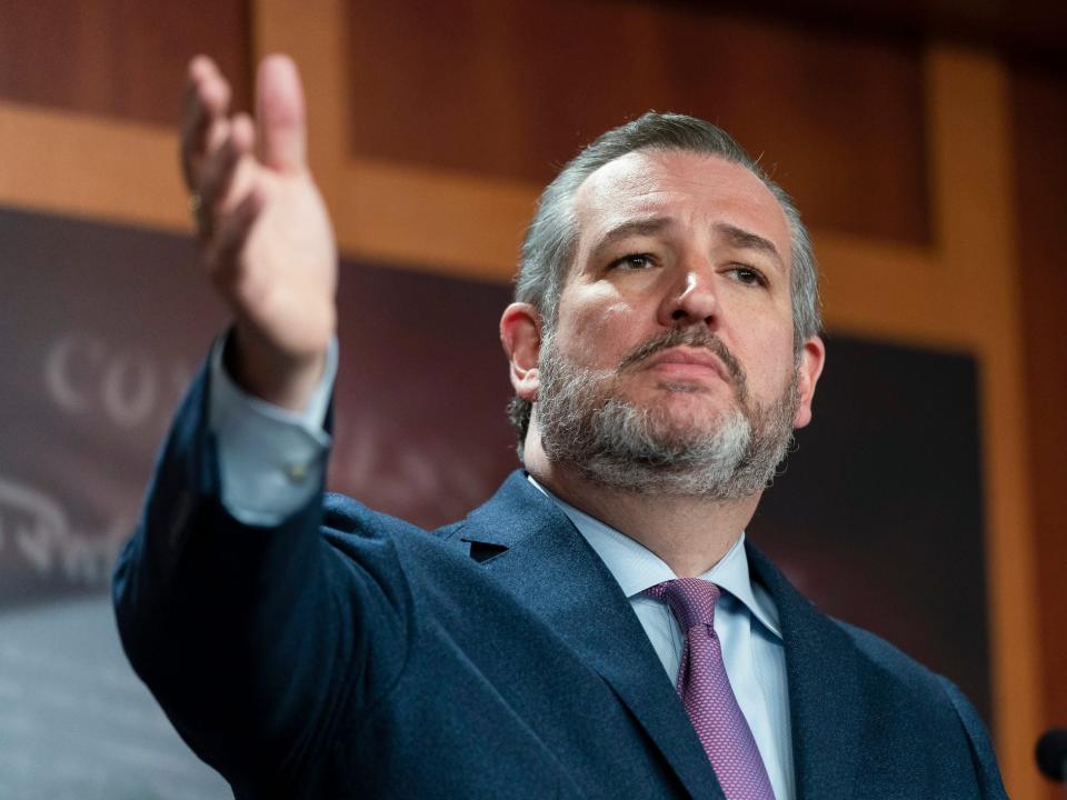 US Senator Ted Cruz gestures while speaking