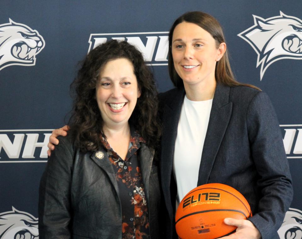 UNH Director of Athletics Allison Rich, left, said the hiring of Megan Shoniker is an "opportunity to significantly enhance our women's basketball program."