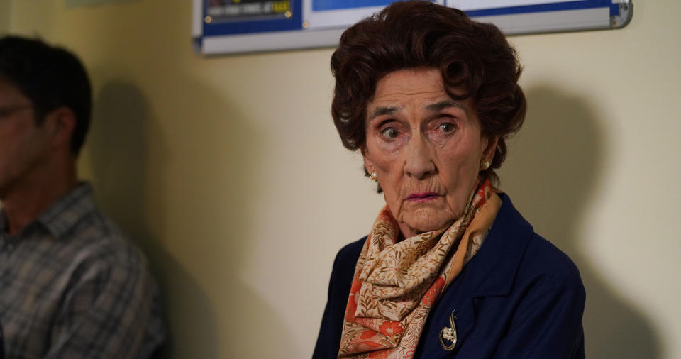 Dot anxiously awaits her GP appointment in next week’s EastEnders (BBC Pictures).