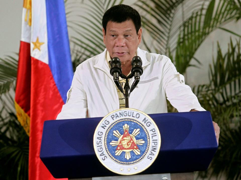 <p>Philippines’ President Rodrigo Duterte delivers his pre-departure message before leaving for the Association of Southeast Asian Nations (ASEAN) Summit in Laos at the Davao International Airport in Davao city, Philippines September 5, 2016. (REUTERS/Lean Daval Jr) </p>