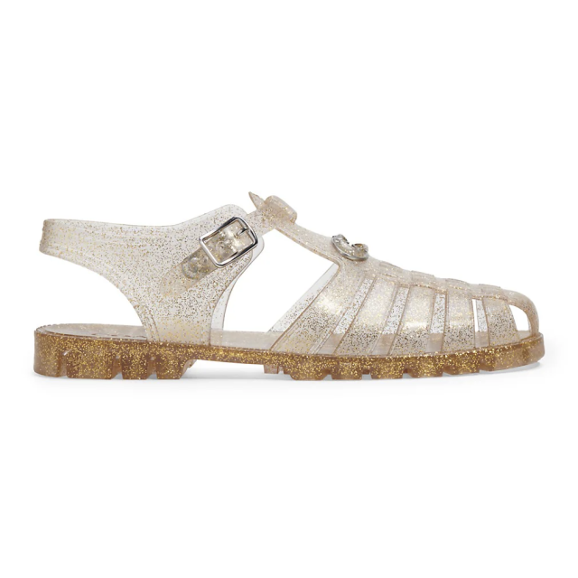 Super Glam 100 embellished PVC and lamé sandals