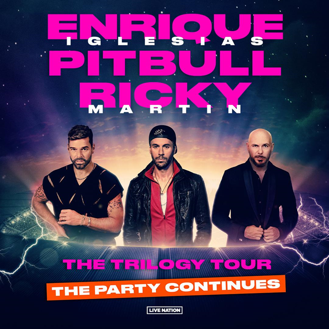 Enrique Iglesias, Pitbull and Ricky Martin are headed to Nashville on their 'The Trilogy' tour.