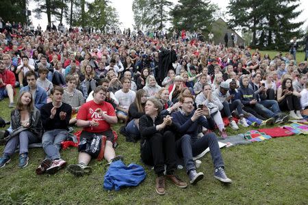 Youths gather at the opening of Utoya Island, Norway, August 7, 2015. REUTERS/Vidar Ruud/NTB Scanpix