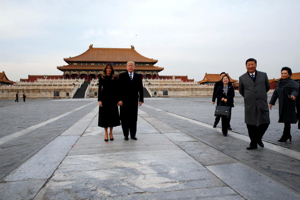 President Donald Trump and first lady Melania visit the Forbidden City.