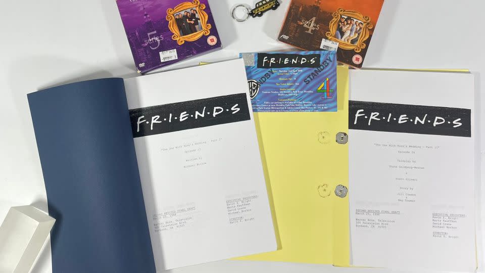 The "Friends" scripts and a ticket for the studio audience in 1998. - Hanson Ross