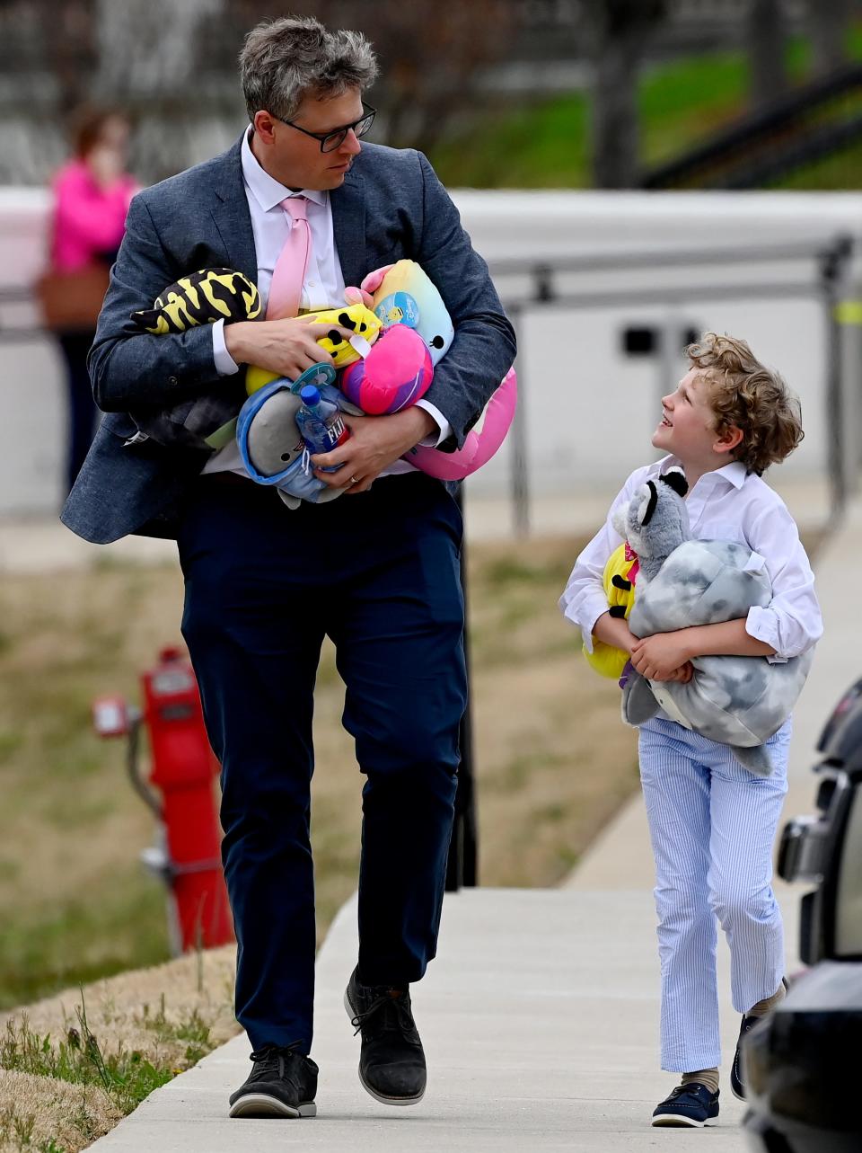 Friends of the family leave after the funeral of Covenant School student Evelyn Dieckhaus, 9, on March 31, 2023, in Nashville, Tenn.