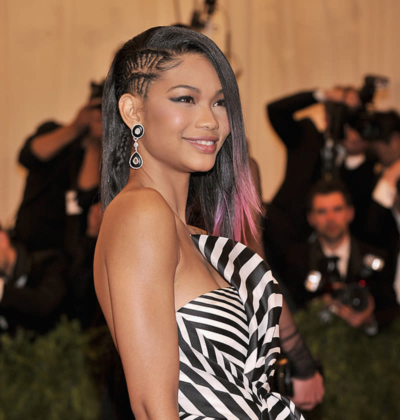 Chanel Iman with pink hair