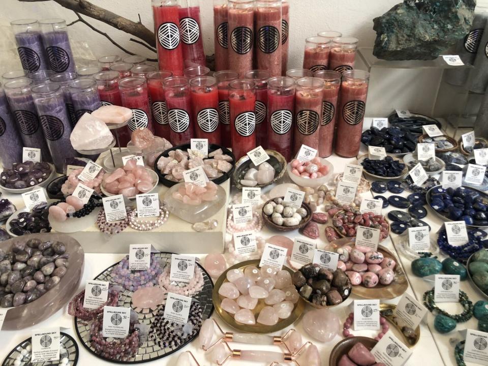 A selection of crystals and candles