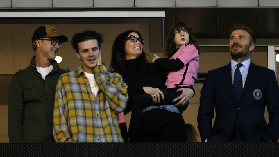 Actors Edward Norton and Liv Tyler watched alongside David Beckham and son Brooklyn Beckham. - Kevork Djansezian/Getty Images North America/Getty Images