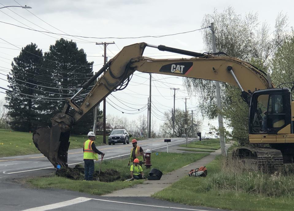 Workers get down to business on a major construction project planned for North Bloomfield Road in Canandaigua.