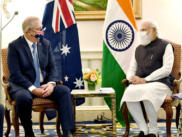 Australian Prime Minister Scott Morrison met with Indian counterpart Narendra Modi in Washington on Thursday. (Photo/ANI)