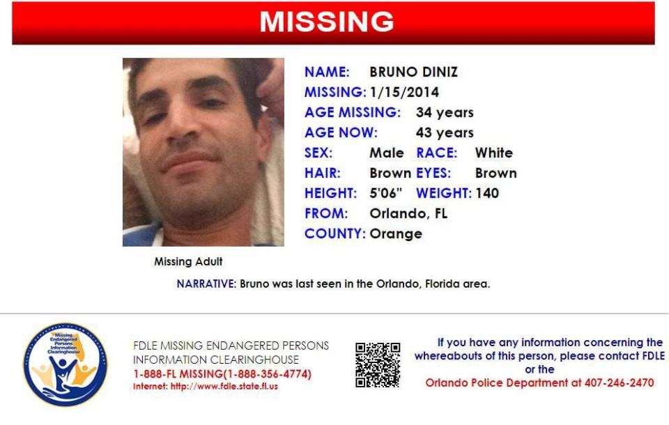 Bruno Diniz was last seen in Orlando on Jan. 15, 2014.