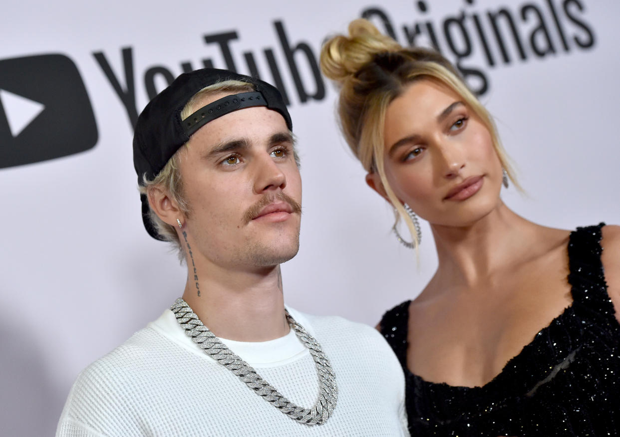 Justin Bieber and Hailey Bieber attend the Premiere of YouTube Original's "Justin Bieber: Seasons" at Regency Bruin Theatre on January 27, 2020 in Los Angeles, California. (Photo by Axelle/Bauer-Griffin/FilmMagic)