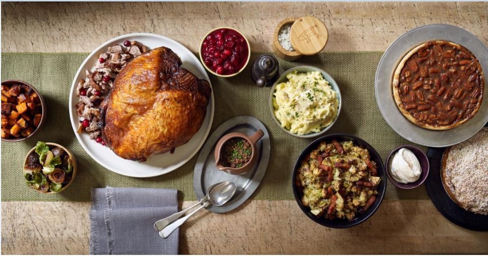 Thomas Keller's Ad Hoc Cranberry Sauce sits near the turkey at this Thanksgiving feast. (Photo: Courtesy of Thomas Keller)