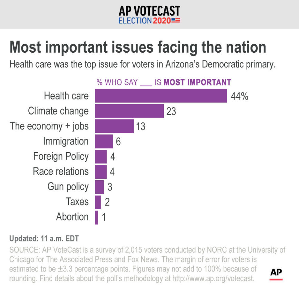 Most important issues for Democratic voters in Arizona;