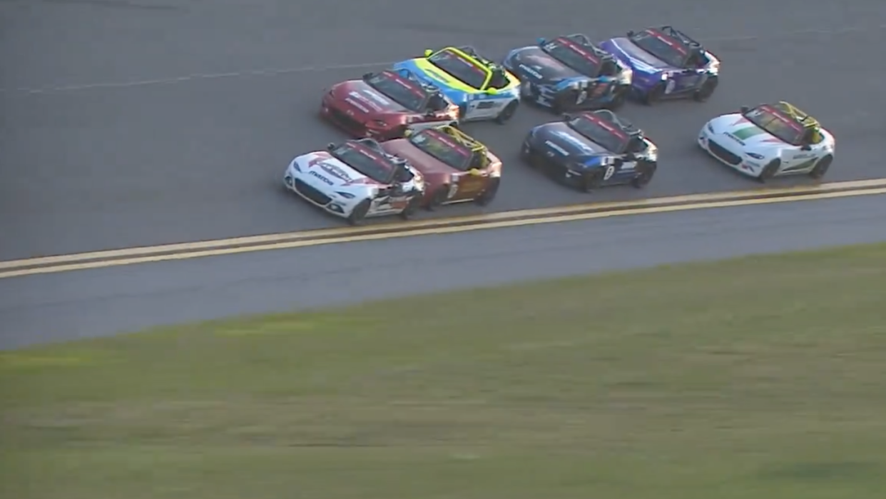 mx5 cup cars racing at daytona 2024 race one