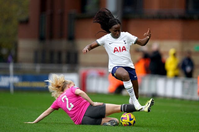 Spurs' Chioma Ubogagu (right) battled for possession with Coventry's Alanah Mann 