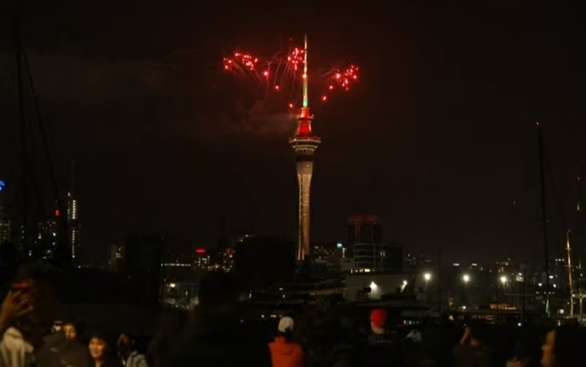 Fireworks over Auckland as the clock strikes midnight (Independent)