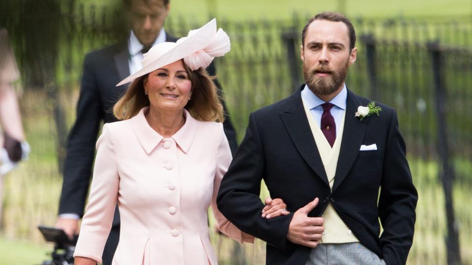 Carole and James Middleton arriving at Pippa Middleton's wedding