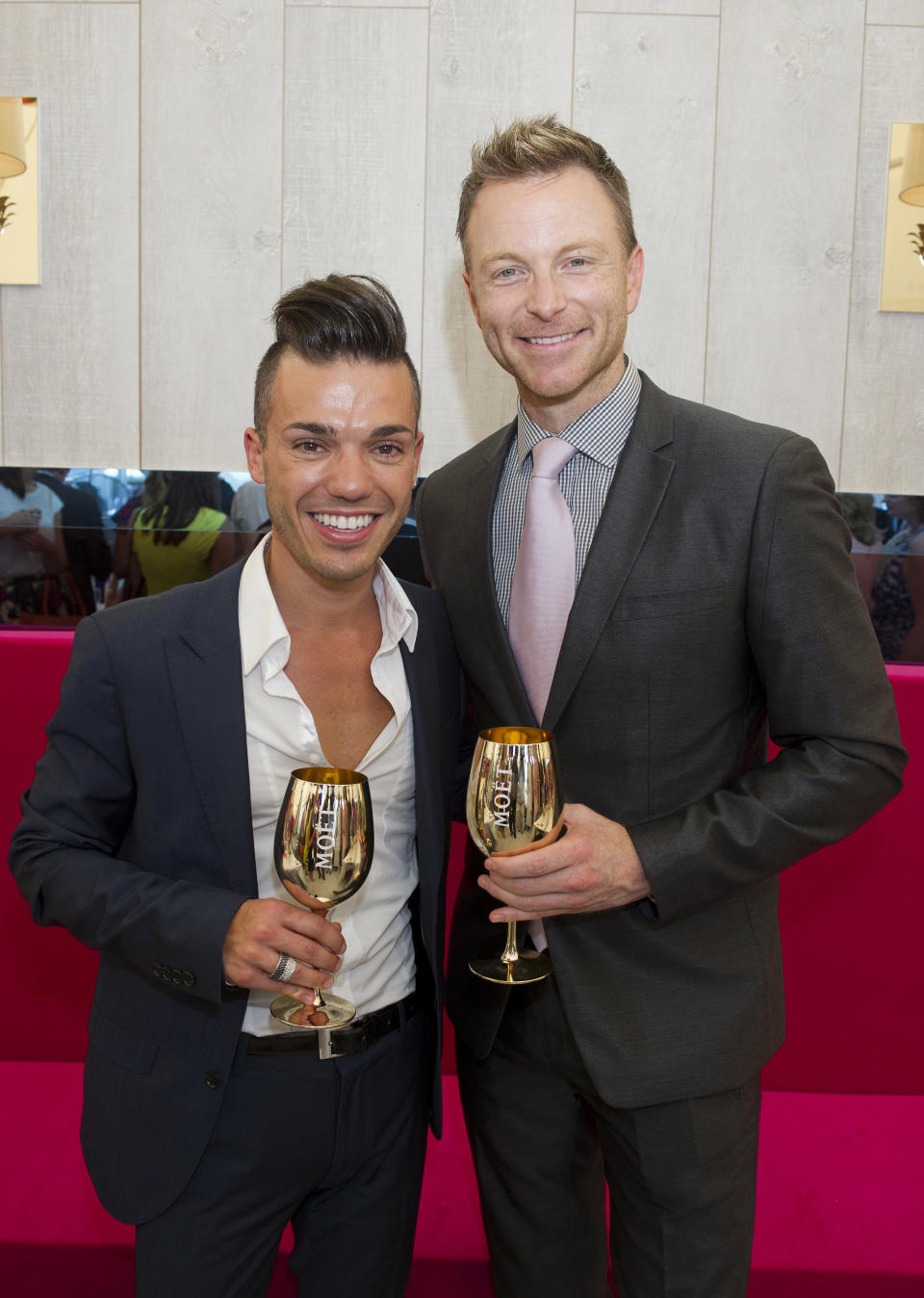 Anthony Callea and Tim Campbell attend Magic Millions Race Day on January 11, 2014 in Gold Coast, Australia