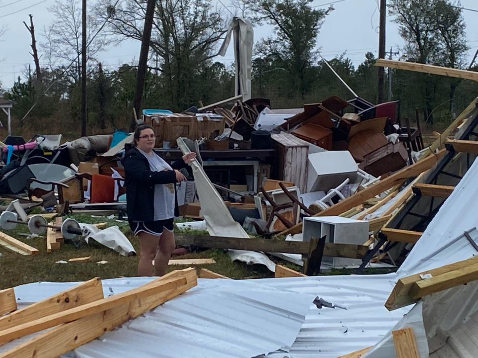 Christina Andrade, who lives off Resota Lane in northern Bay County, is among locals with properties destroyed by a wave of severe weather that swept over the area Tuesday morning.