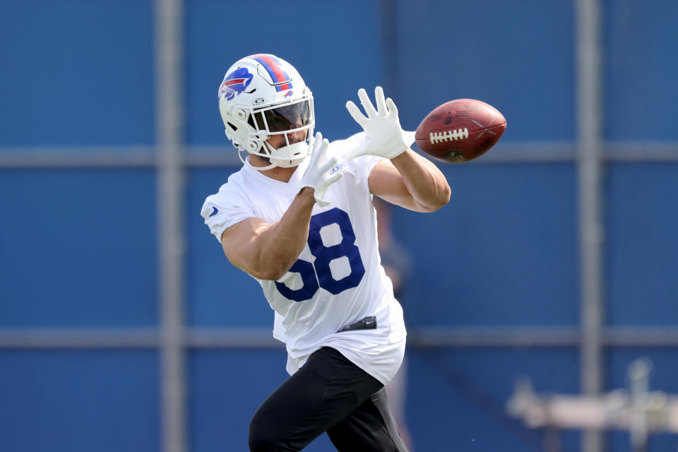 ORCHARD PARK, NEW YORK - JUNE 13: Matt Milano #58 of the Buffalo Bills participates during Buffalo Bills mandatory mini camp on June 13, 2024 in Orchard Park, New York. (Photo by Bryan Bennett/Getty Images)