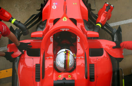 Motor Racing - F1 Formula One - Formula One Test Session - Circuit de Barcelona-Catalunya, Montmelo, Spain - March 1, 2018 Sebastian Vettel of Ferrari during testing. REUTERS/Albert Gea