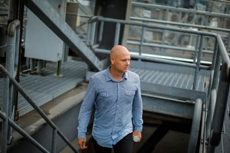 Aerialist Nik Wallenda arrives for an interview as he prepares for a highwire walk over Times Square in New York