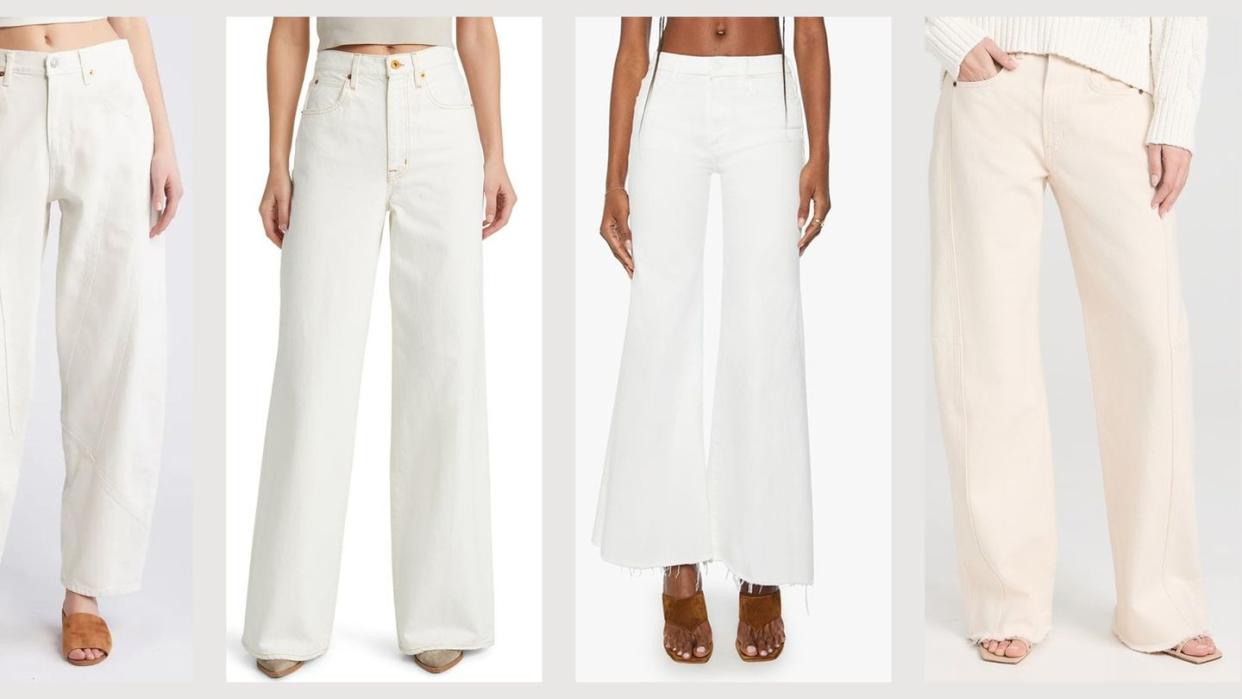 white wide leg jeans