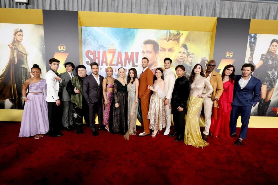 Cast of ‘Shazam! Fury of the Gods’ during the movie premiere in Los Angeles