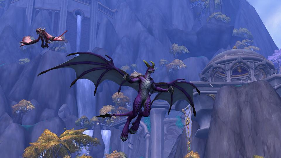 World of Warcraft: Dragonflight screenshot showing a Dracthyr taking flight