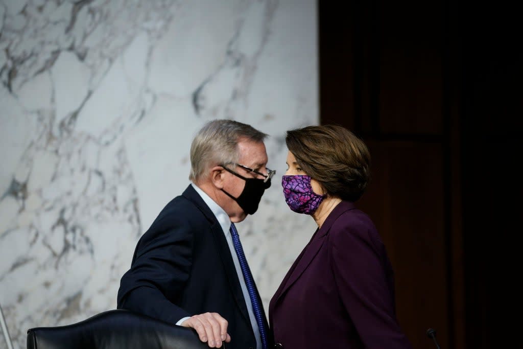 Incoming Senate Judiciary Chairman Dick Durbin and Senator Amy Klobuchar are eager to probe Donald Trump’s attempts to overturn the 2020 election. (Getty Images)