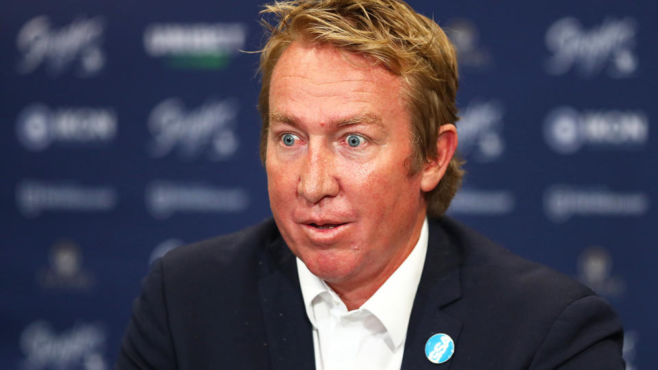 The NRL has slapped the Sydney Roosters and coach Trent Robinson with tens of thousands of dollars in fines over the club's response to Latrell Mitchell's hit on Joey Manu. (Photo by Chris Hyde/Getty Images)