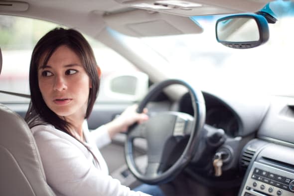 Woman driving.