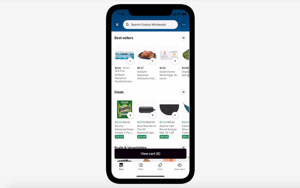 The app is used to order from Costco.