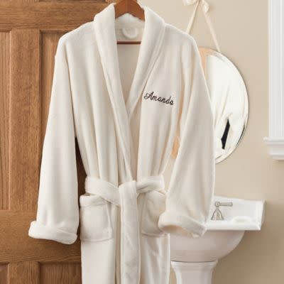 Customizable Luxury Fleece Robe in Ivory