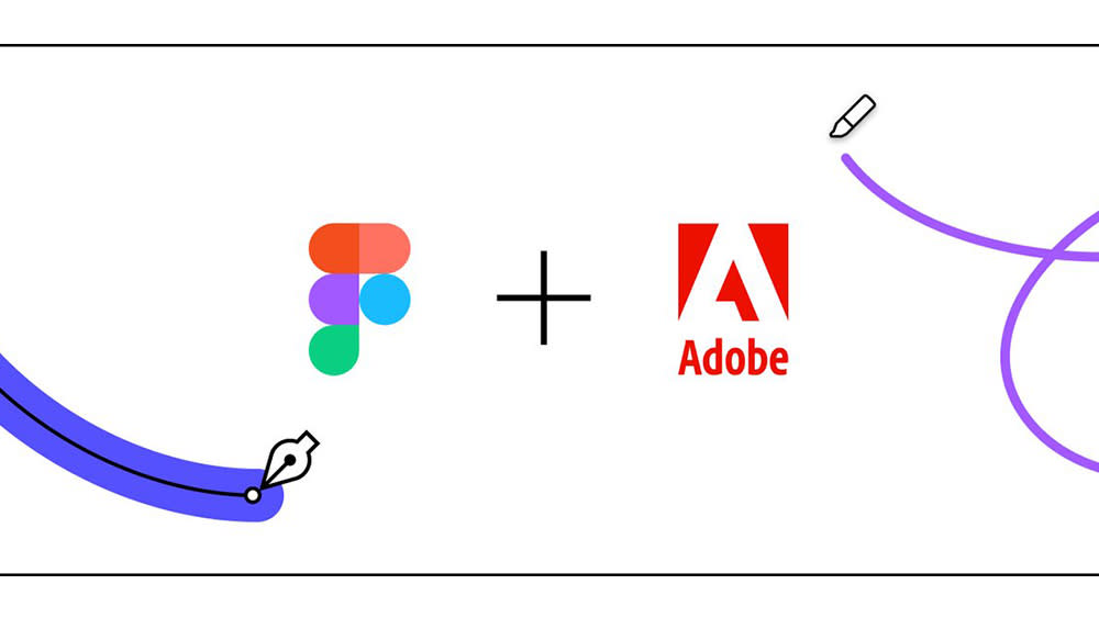  Figma and Adobe logos on a white background. 