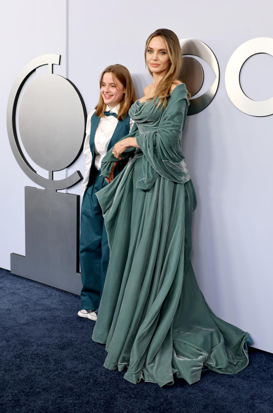 Vivienne Jolie and Angelina Jolie attend the 77th Annual Tony Awards at David H. Koch Theater at Lincoln Center