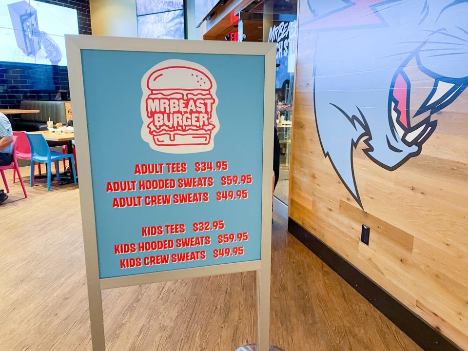 MrBeast Burger's restaurant with decor and signs