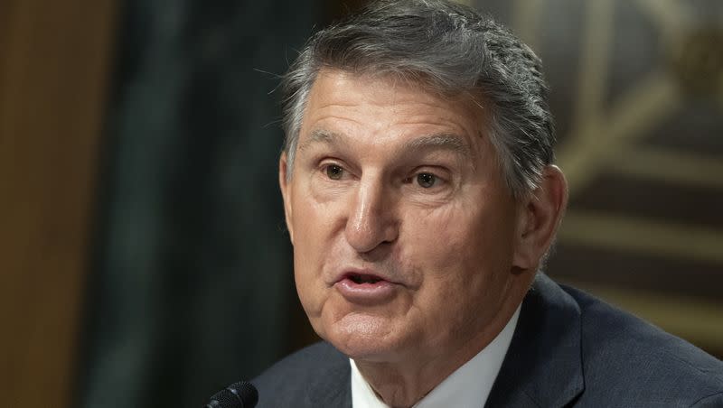 Sen. Joe Manchin, D-W.Va., speaks during a Senate Appropriations Committee hearing, July 11, 2023, on Capitol Hill in Washington. Manchin says he has been thinking “seriously” about leaving the Democratic Party and becoming an independent. The West Virginia senator made the comments on MetroNews “Talkline,” on Thursday. 