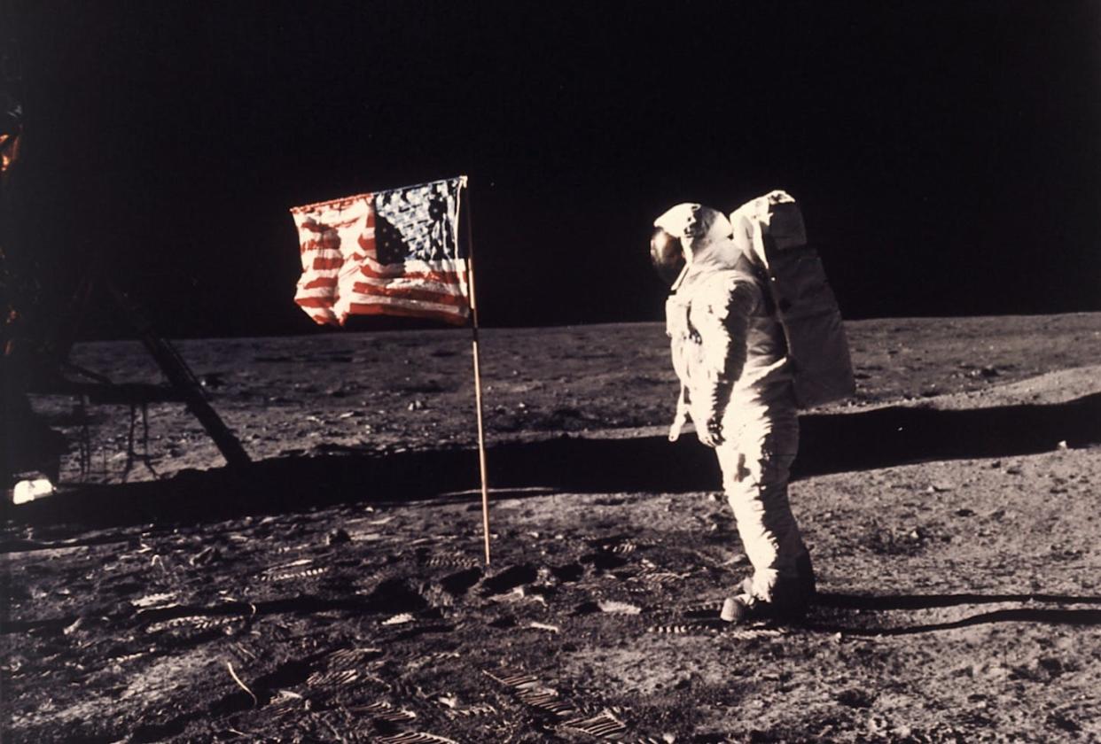 Edwin E. 'Buzz' Aldrin Jr. poses for a photograph beside the U.S. flag deployed on the moon during the Apollo 11 mission on July 20, 1969. <a href="http://www.apimages.com/metadata/Index/Associated-Press-Domestic-News-In-Space-APOLLO-/c636ab3889e6da11af9f0014c2589dfb/2/1" rel="nofollow noopener" target="_blank" data-ylk="slk:Neil A. Armstrong/NASA/AP Photo;elm:context_link;itc:0;sec:content-canvas" class="link ">Neil A. Armstrong/NASA/AP Photo</a>